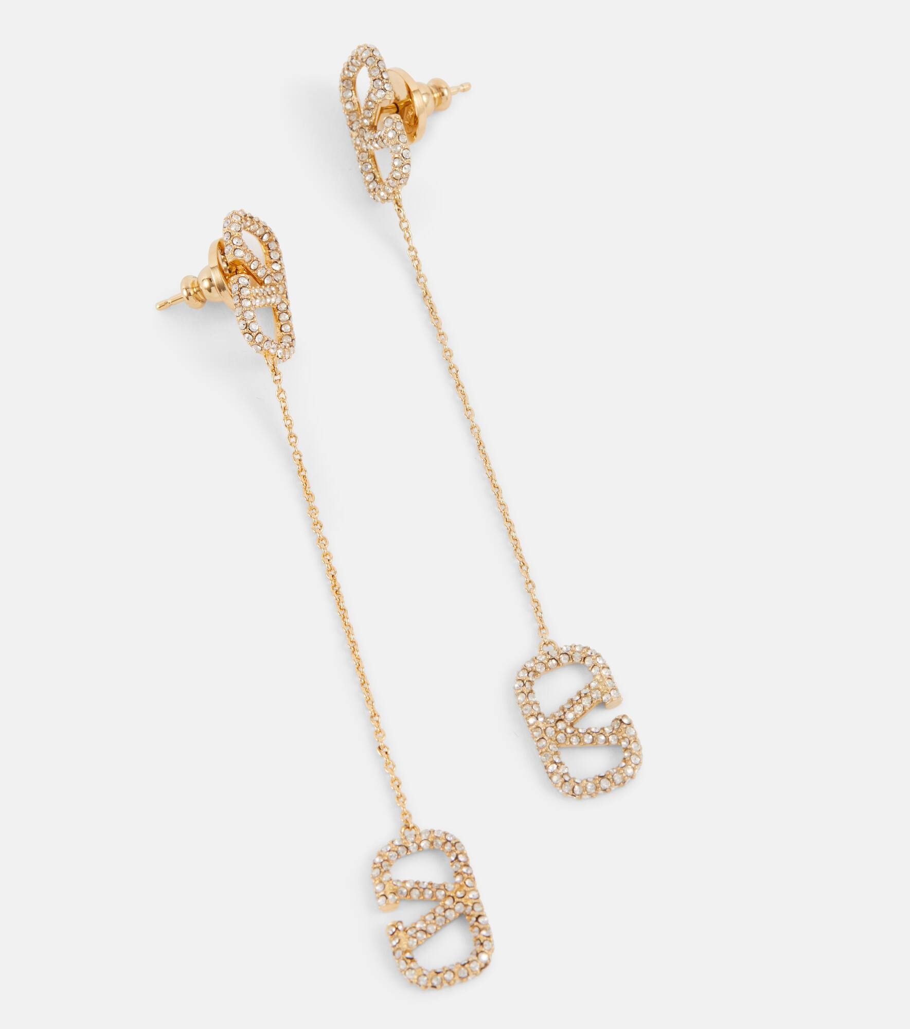 VLogo Signature crystal-embellished drop earrings - 4