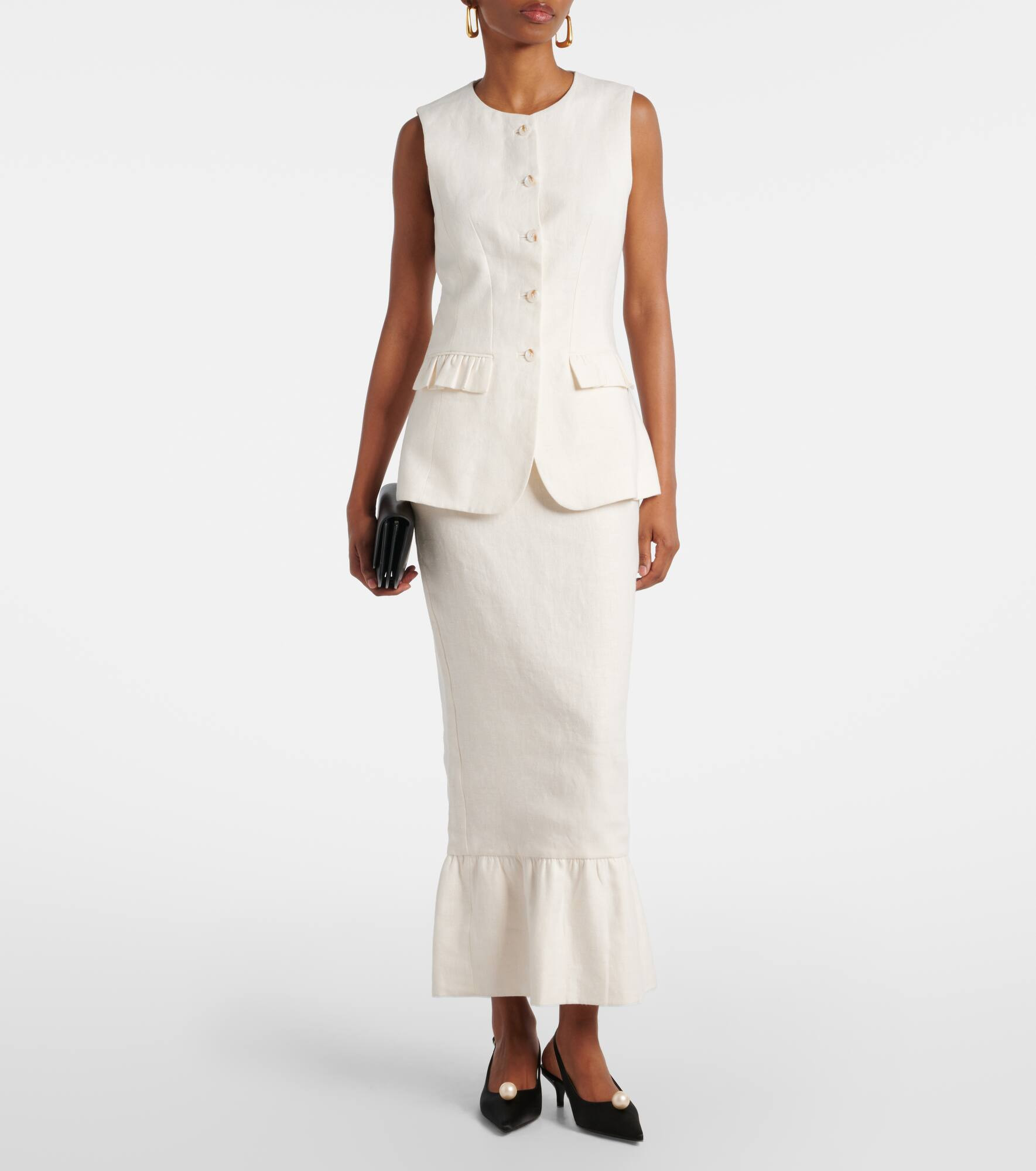 Matilda ruffled linen vest - 2