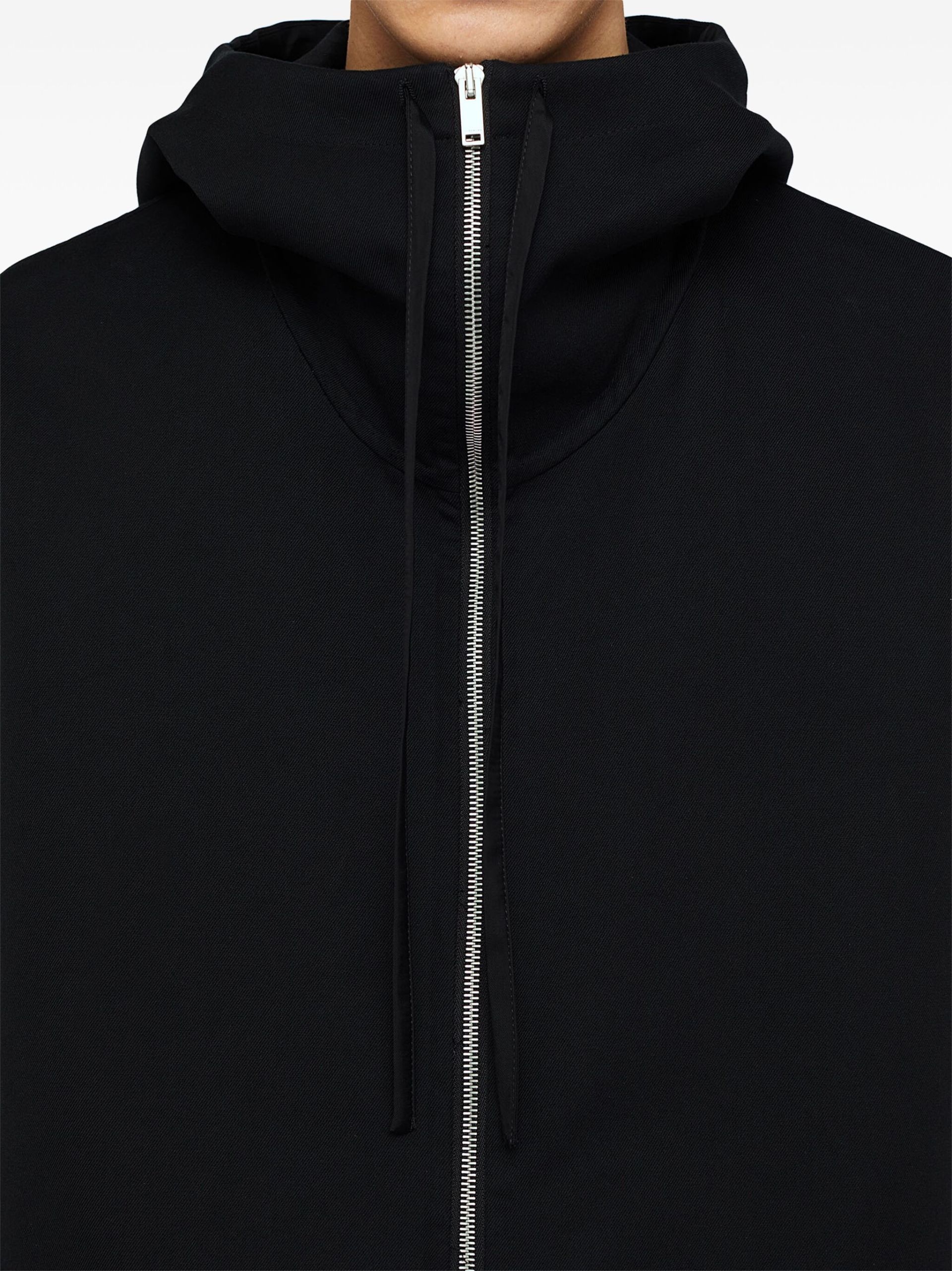 Black Drawstring Hooded Jacket - 4