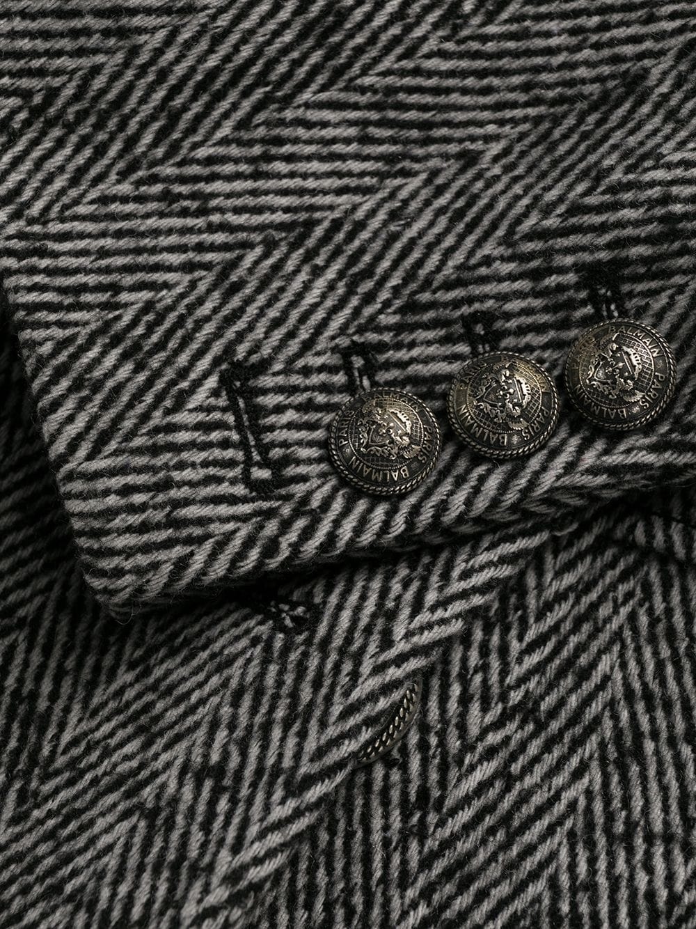 herringbone double-breasted coat - 7