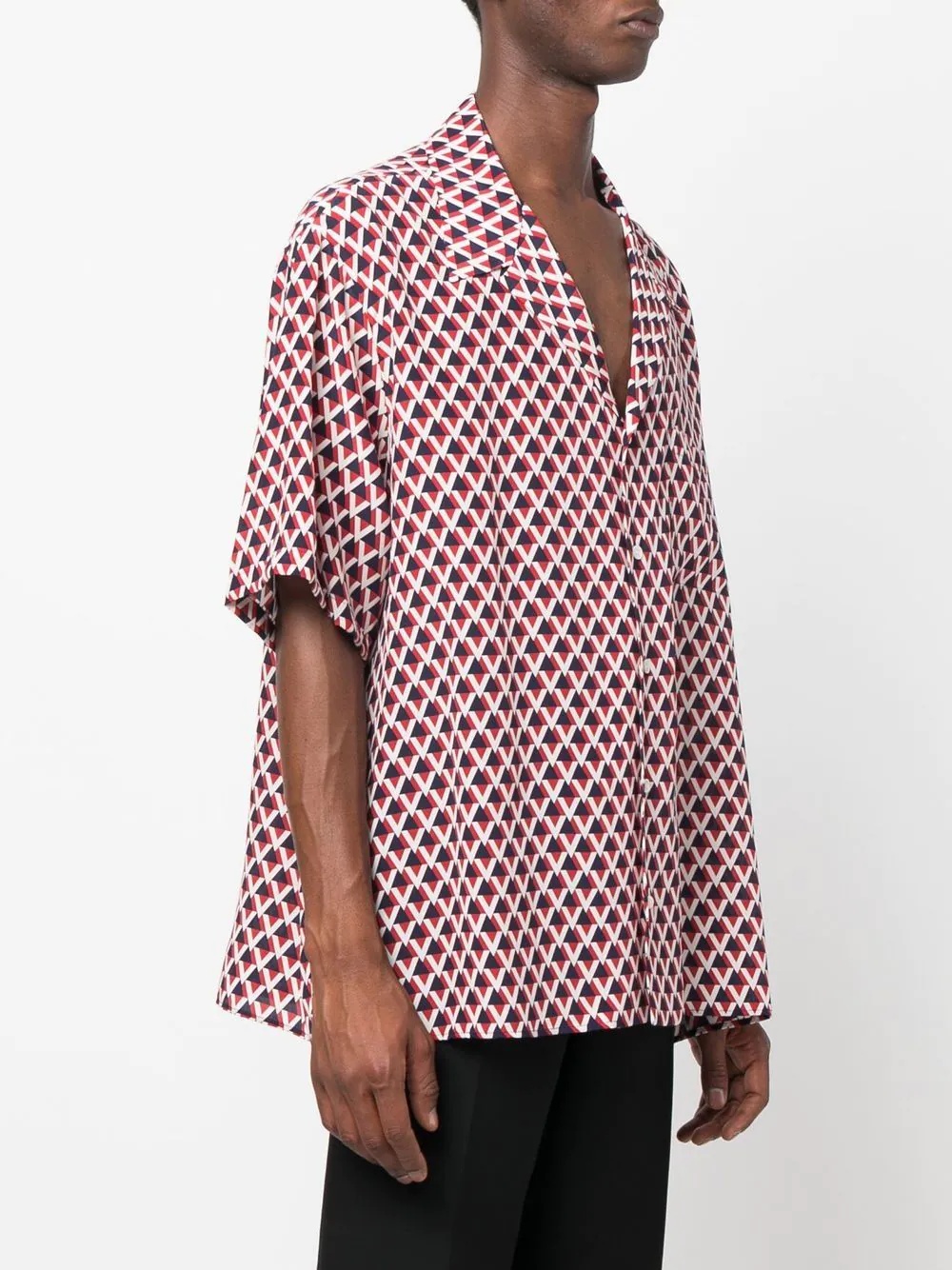 abstract-pattern silk bowling shirt - 3