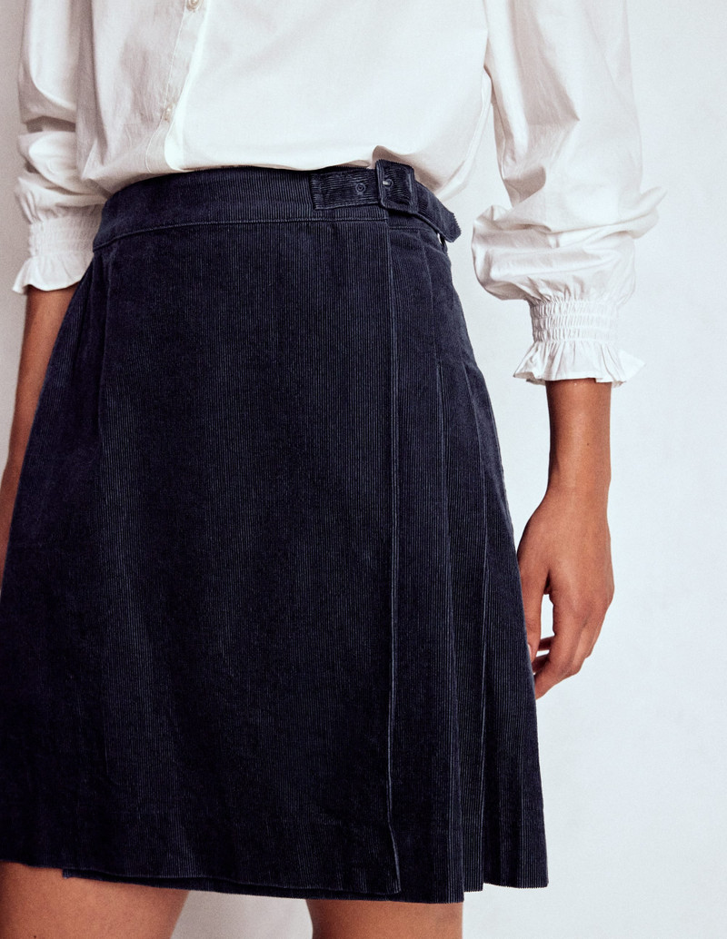 Helen Cord Kilt Skirt-Navy 3