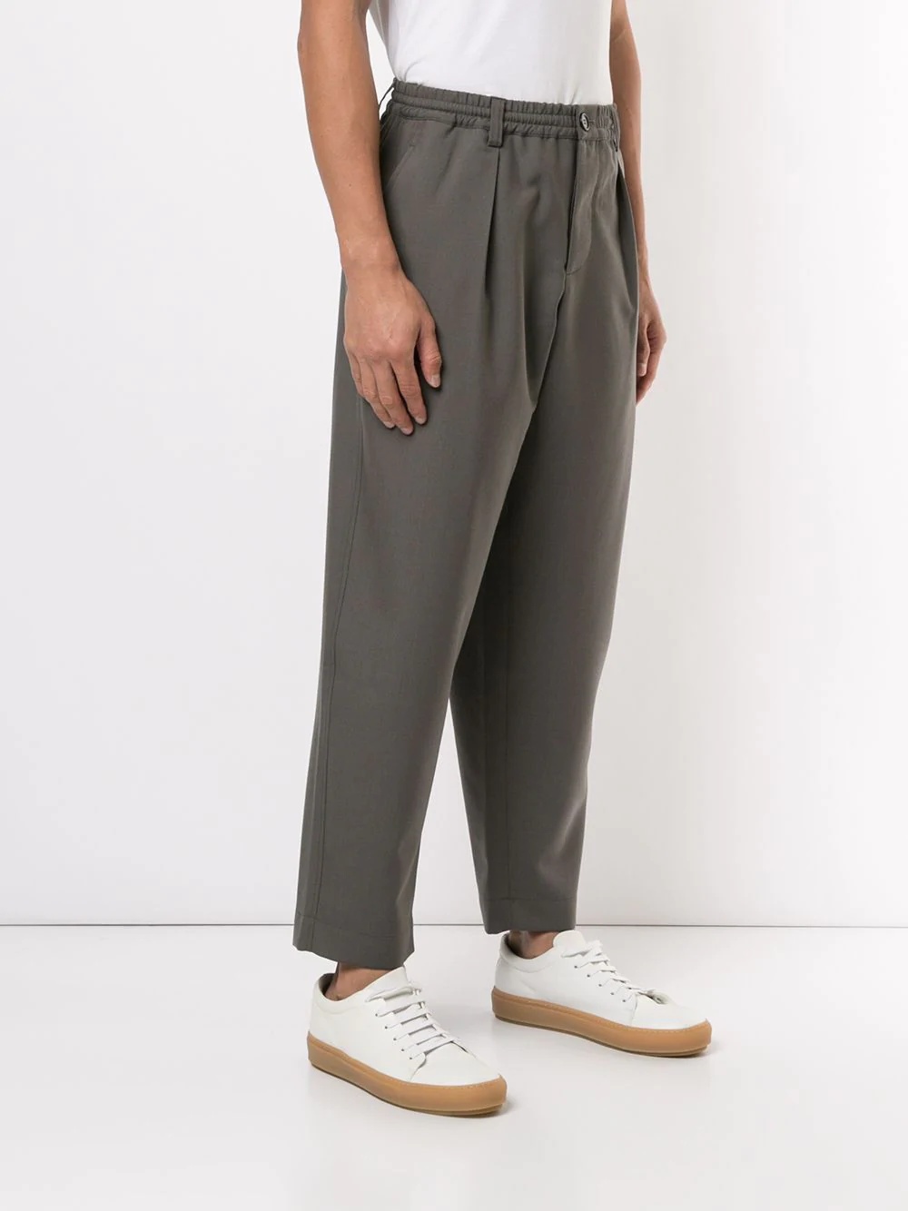 elasticated-waist wide-leg trousers - 3