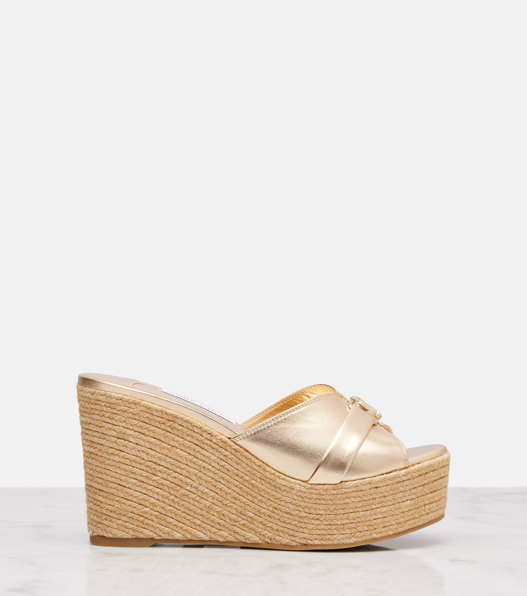Leda 100 leather platform wedge sandals - 4