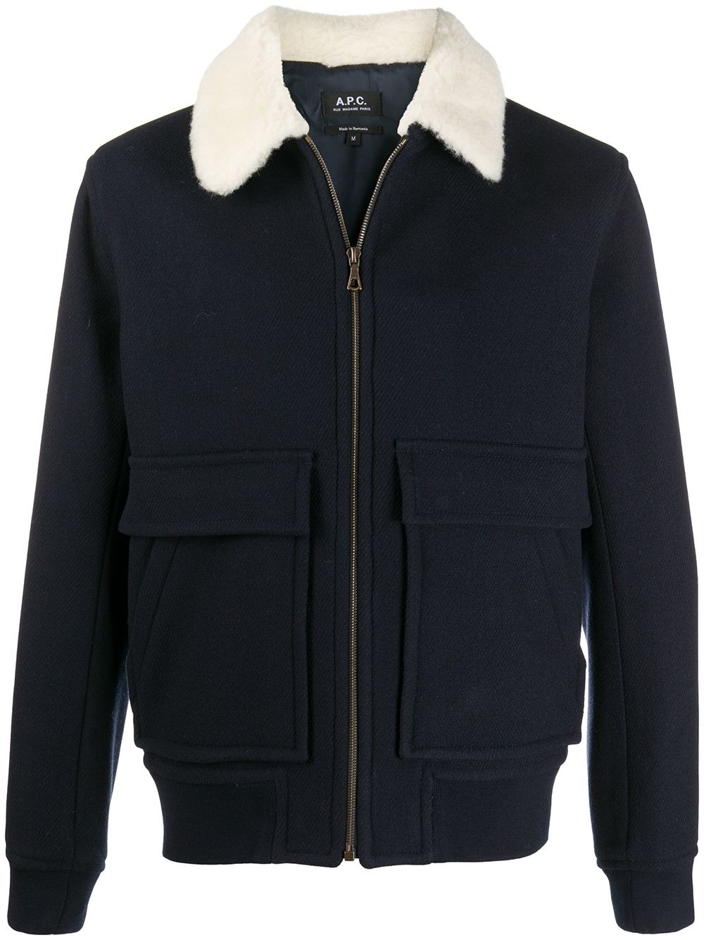 long-sleeve shearling jacket - 1