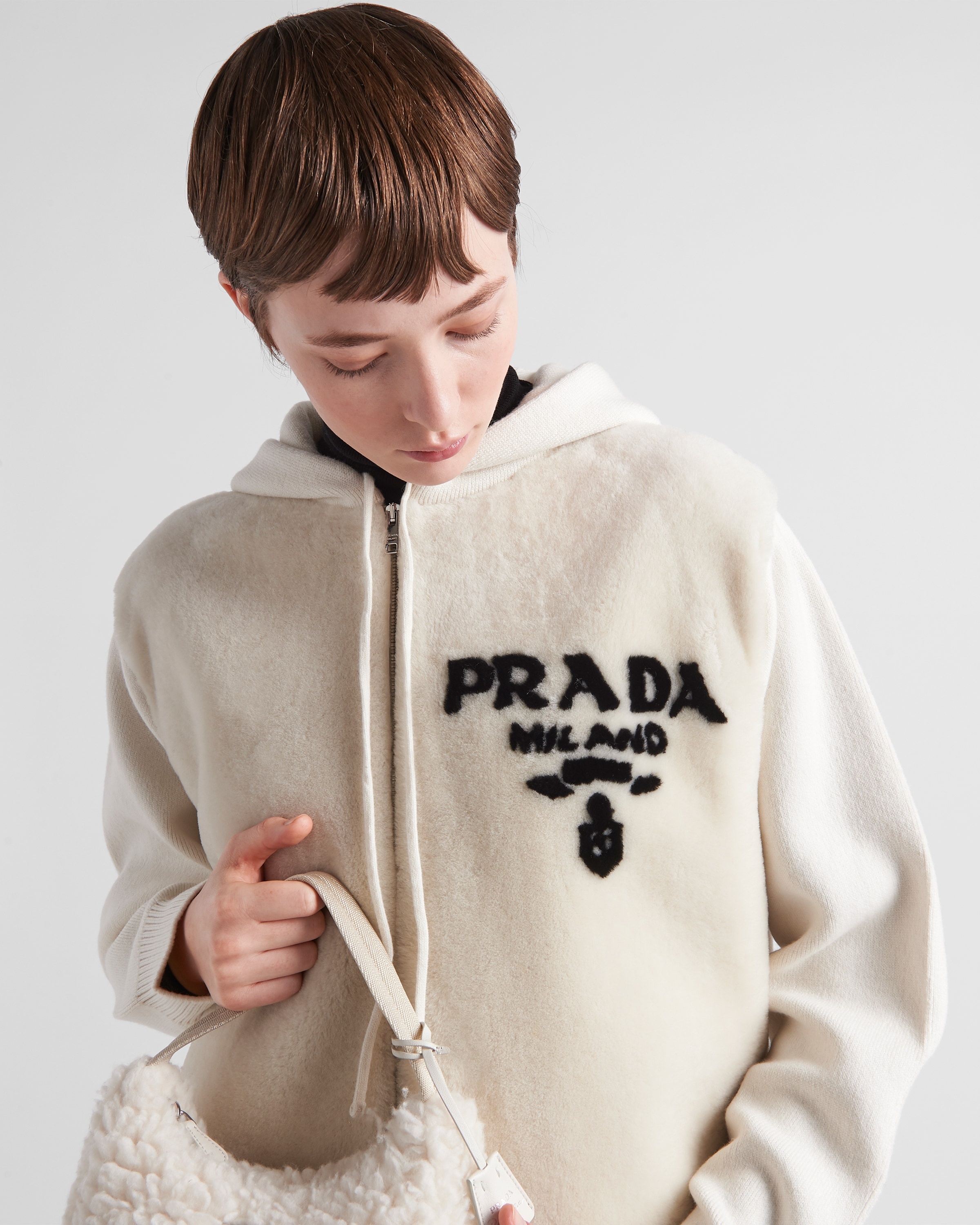 Oversized cashmere and shearling sweatshirt - 3