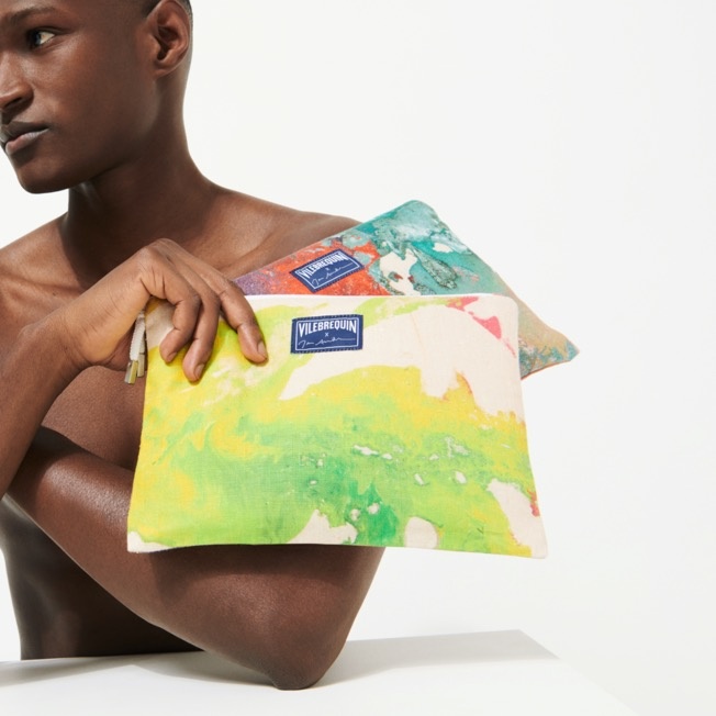 Unisex Linen Beach Pouch Gra - Vilebrequin x John M Armleder - 5