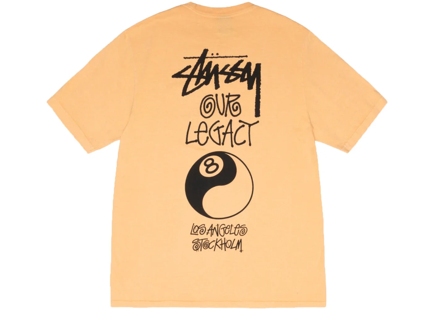 Stussy x Our Legacy Work Shop 8 Ball Yin Yang Pigment Dyed Tee Peach - 1