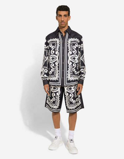Dolce & Gabbana Silk and stretch denim shirt with Marina print outlook
