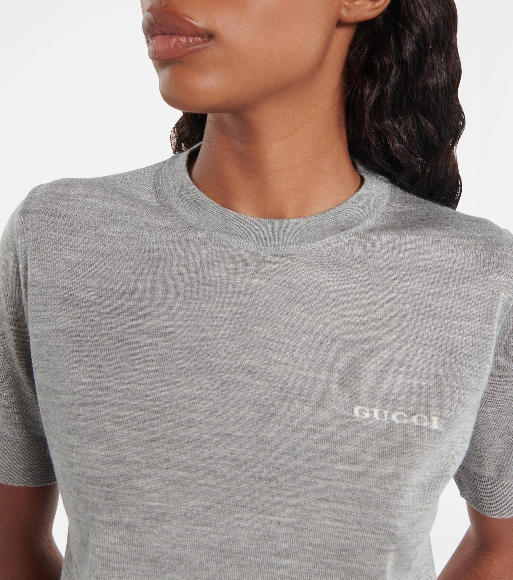 Logo knitted cashmere and silk T-shirt - 4