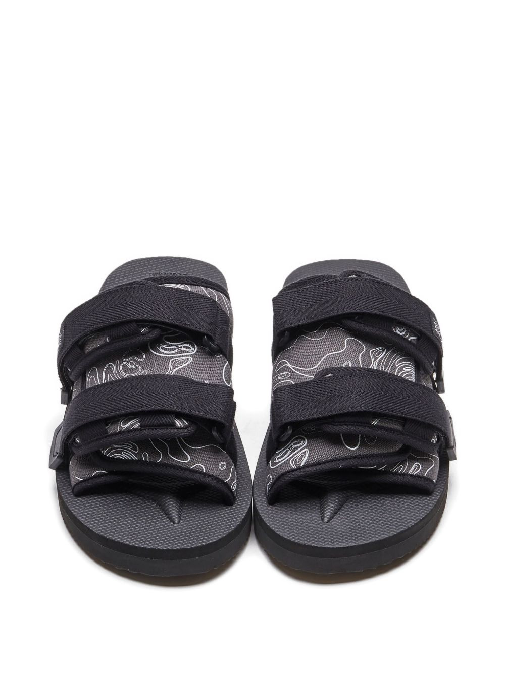 triple-strap patterned sandals - 4