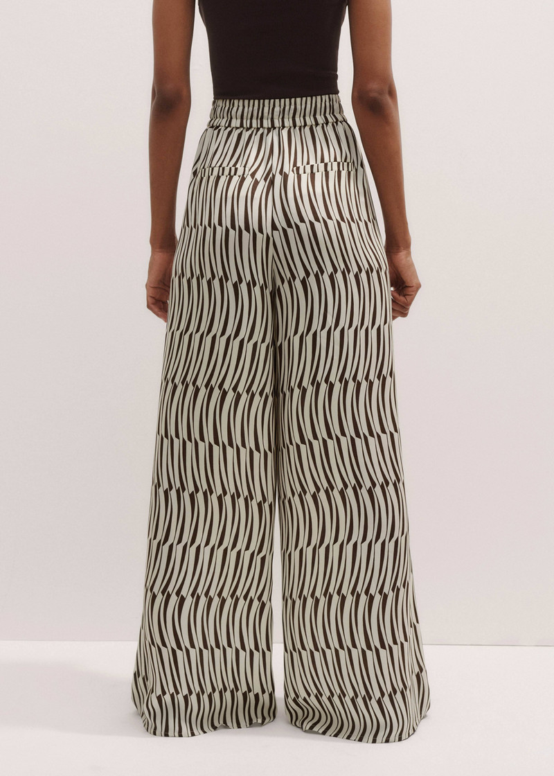 Silk Linear Keys Print Wide-Leg Pant 6