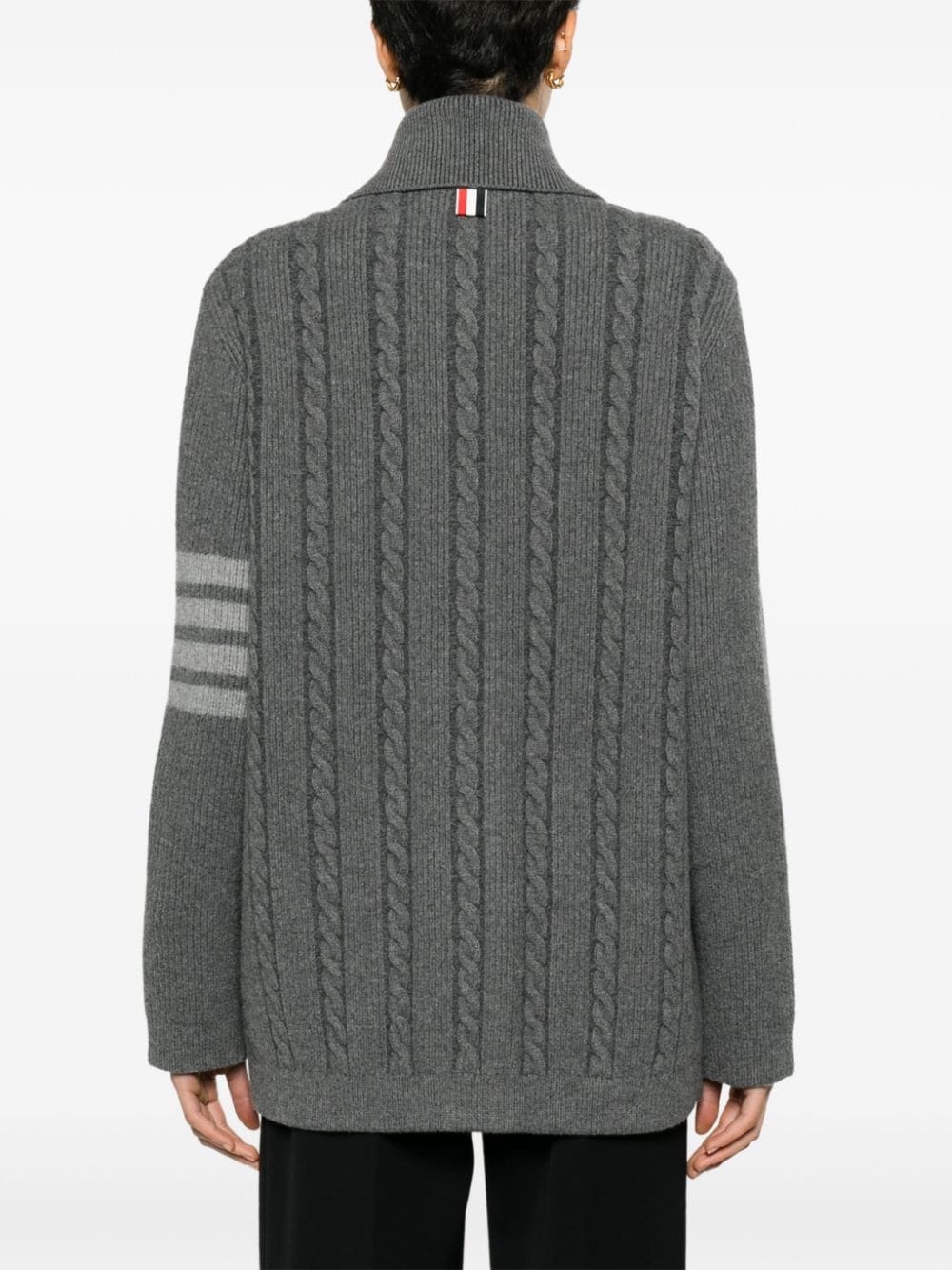 cable-knit bomber jacket - 4