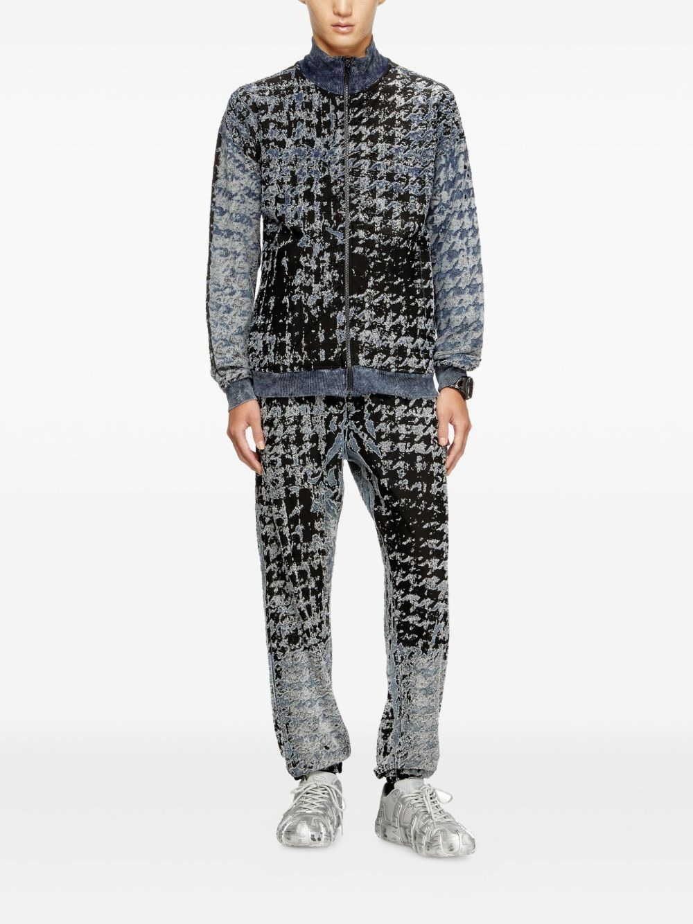 devoré-houndstooth elasticated trousers - 2