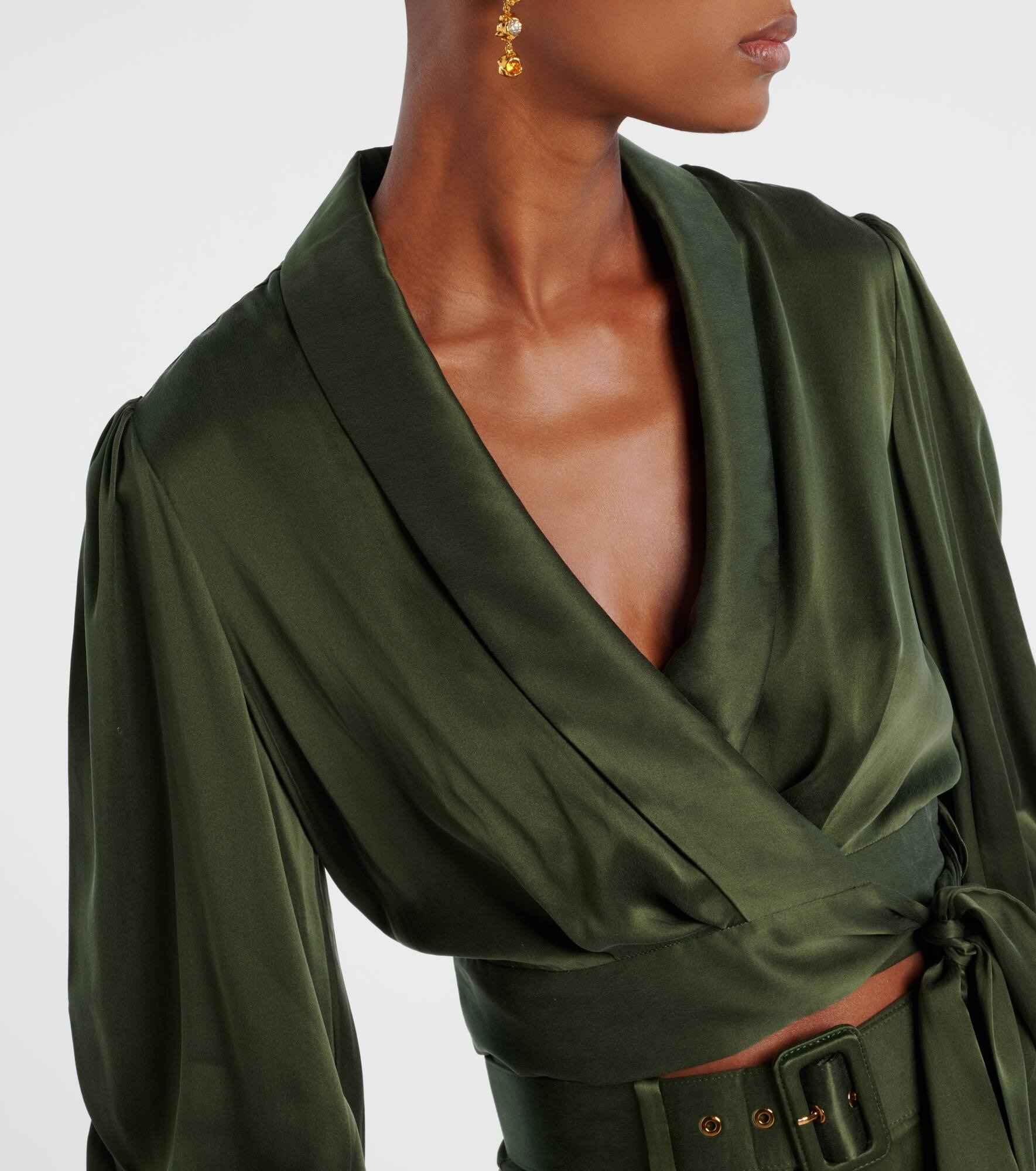 Silk satin wrap top - 4