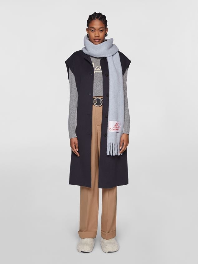 GREY SHETLAND WOOL LONG-SLEEVED SWEATER WITH EMBROIDERED MARNI LOGO - 5