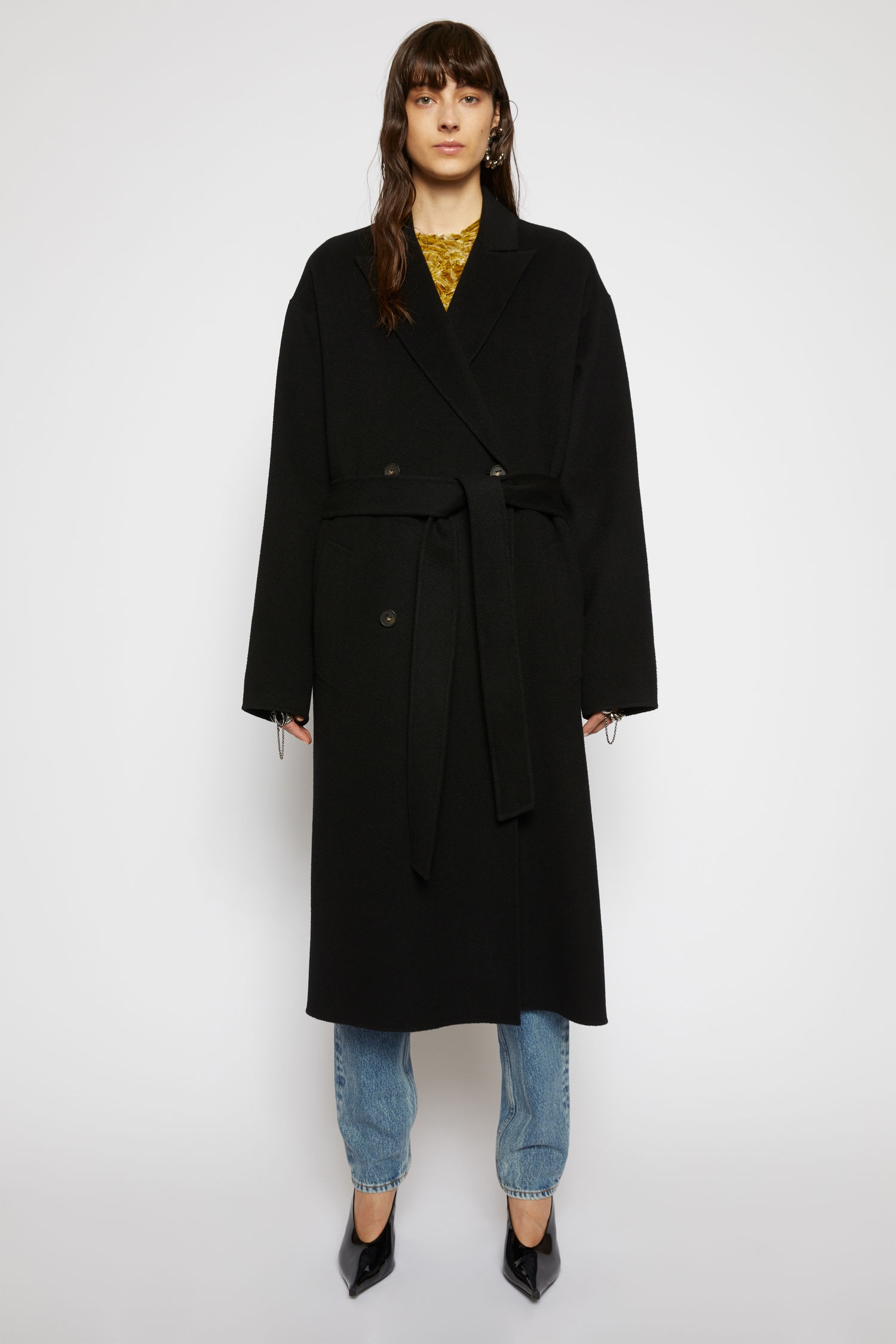 Belted wool coat black - 5