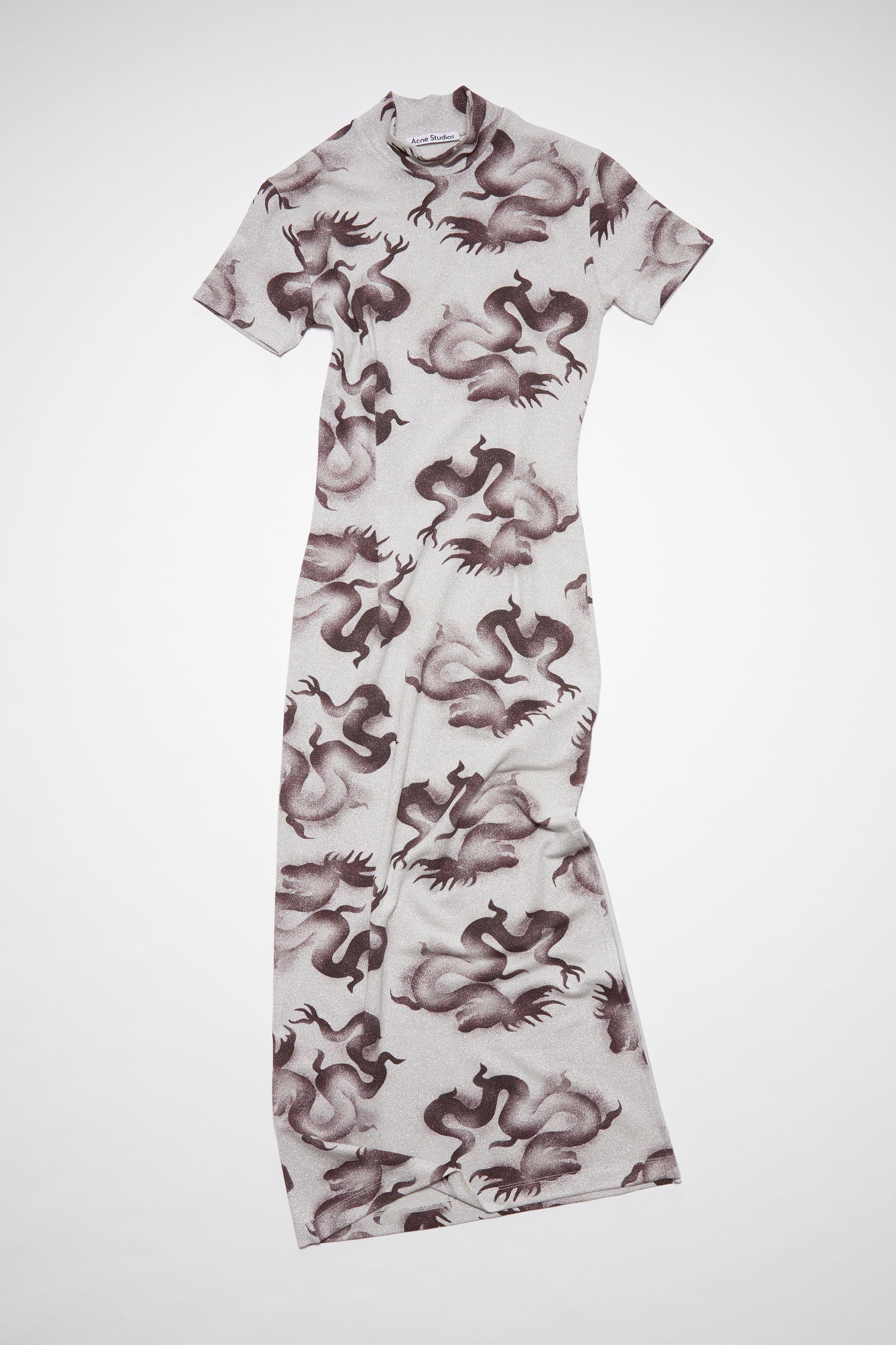Digital print dress - Grey/dark brown - 1