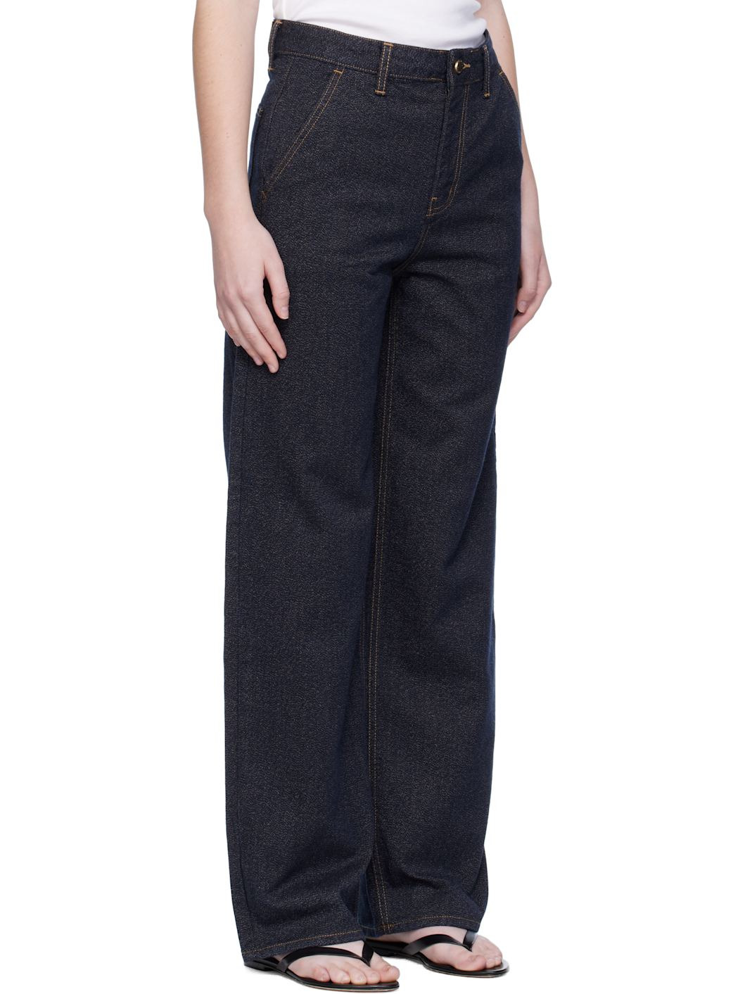 Navy Point Button Jeans - 2
