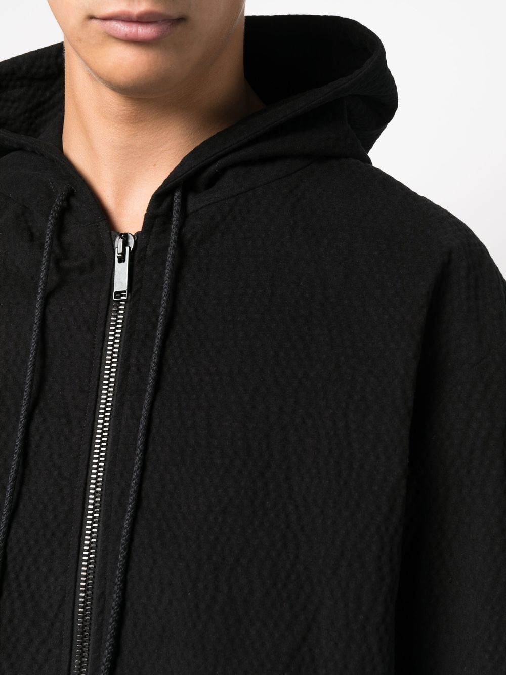 textured logo-embroidered hoodie - 5