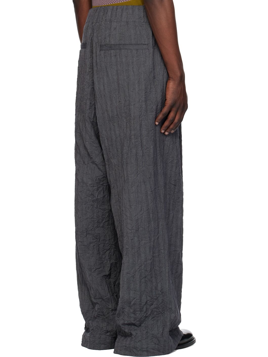 Navy Pleated Trousers - 3
