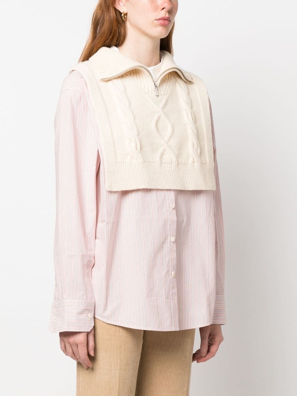 cable-knit cropped collar - 3