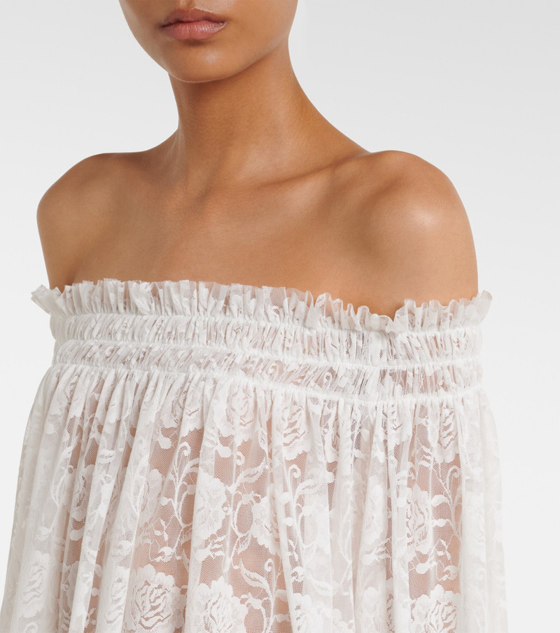 Off-shoulder smocked lace top 3