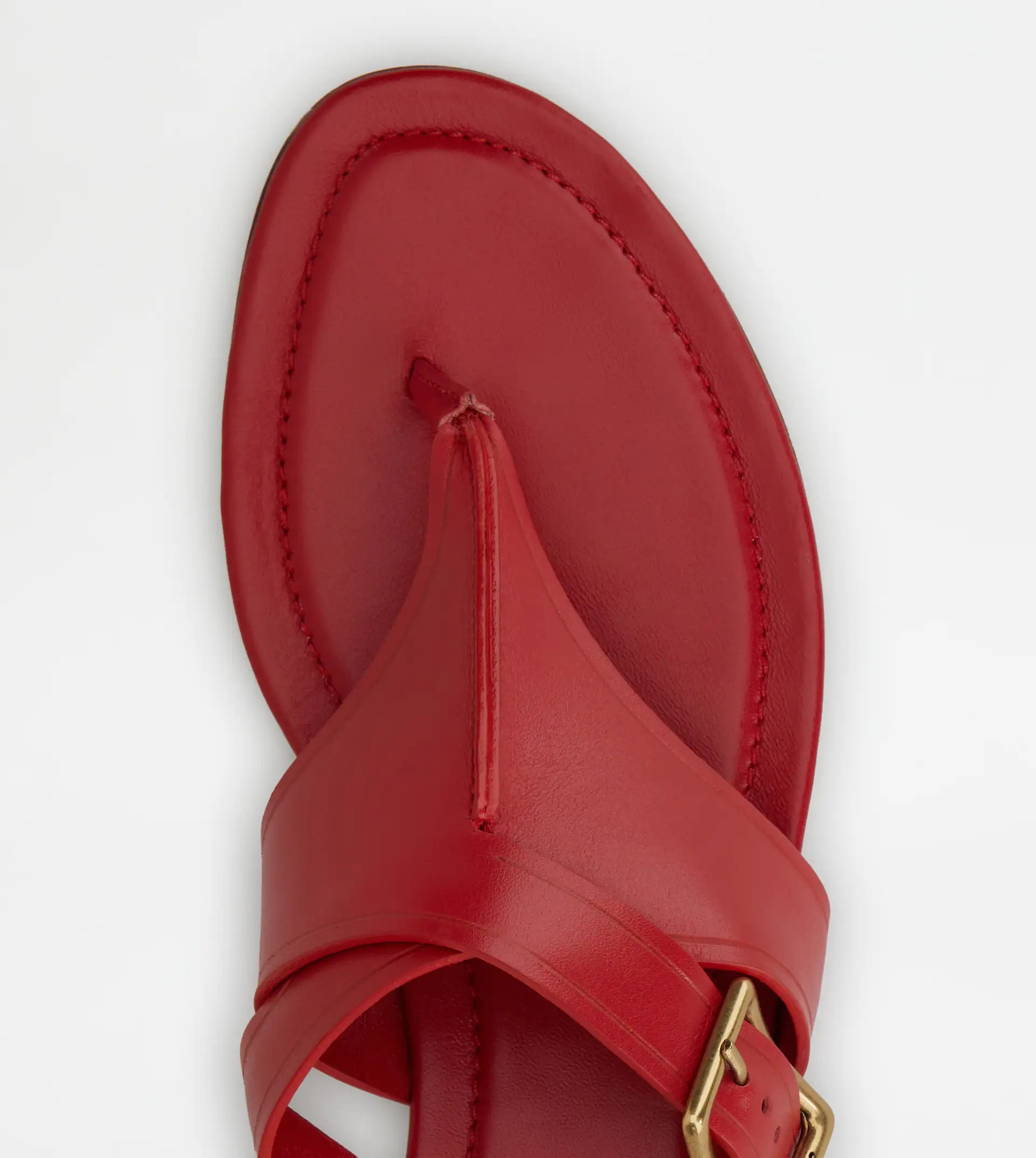 THONG SANDALS IN LEATHER - RED - 3