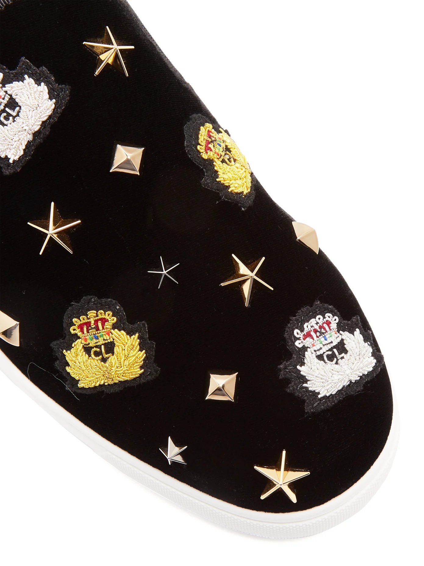 Miss Academy crest-embroidered velvet trainers - 6