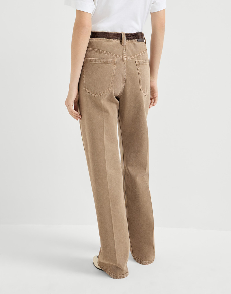 Brunello Cucinelli Dyed denim contemporary loose trousers outlook