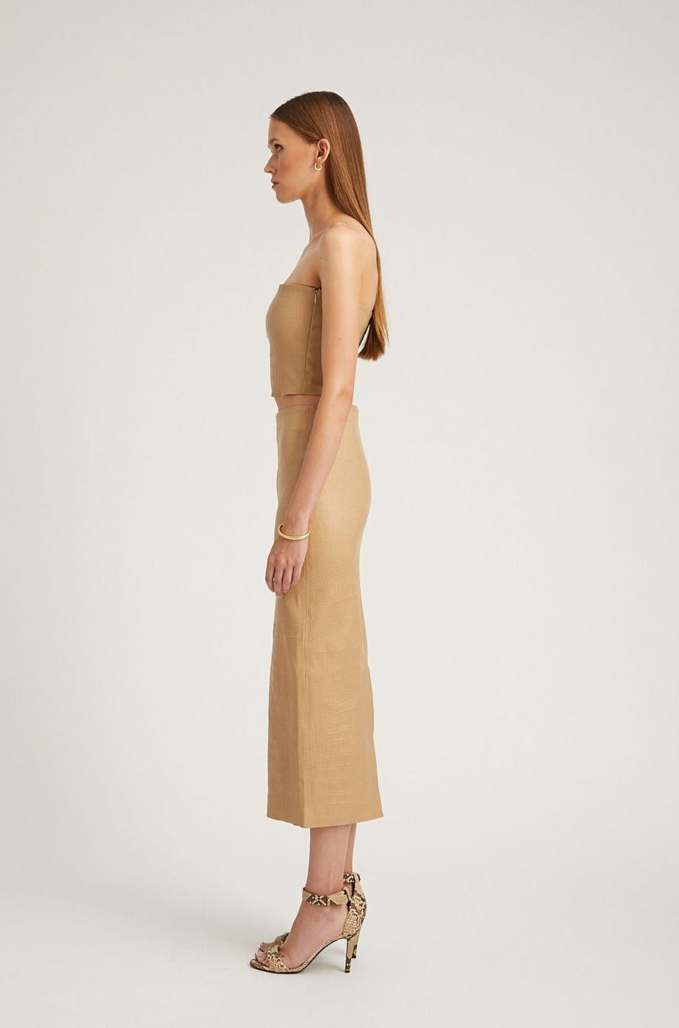 SAHARA EMBOSSED LEATHER TUBE SKIRT - 3