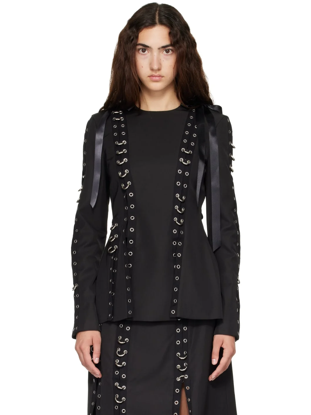 Black Grommet Ring Sculpt Top - 1