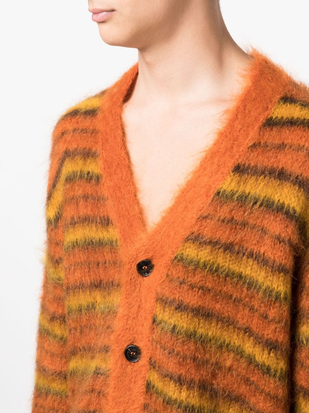 striped V-neck cardigan - 5
