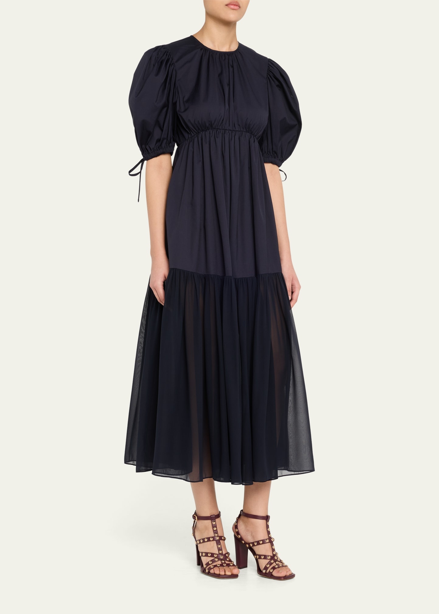 Collage Puff-Sleeve Midi Dress - 4