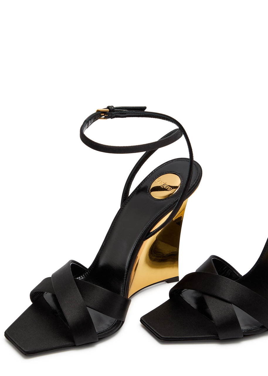 Saint Laurent Lucienne 110 Crepe Satin Wedge Sandals - 3