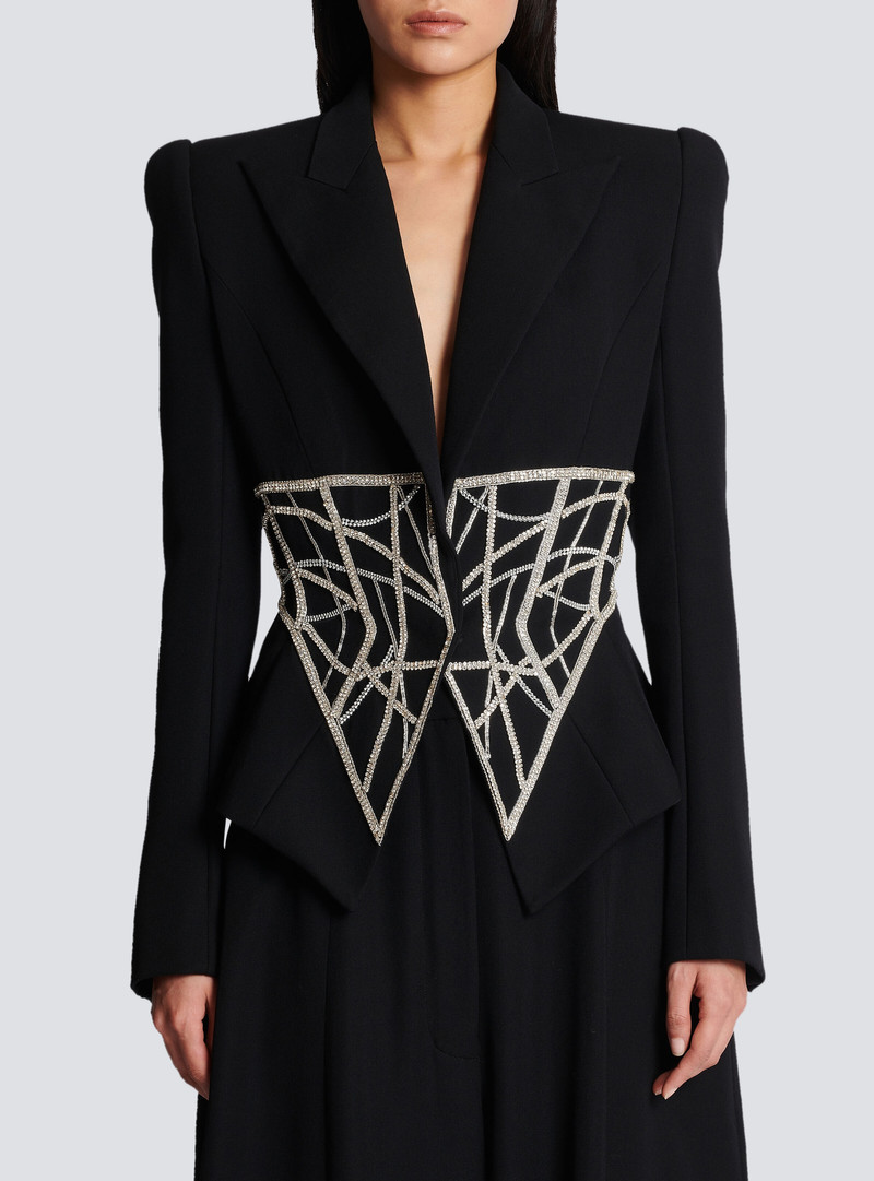 Embroidered slim-fit grain de poudre jacket 5