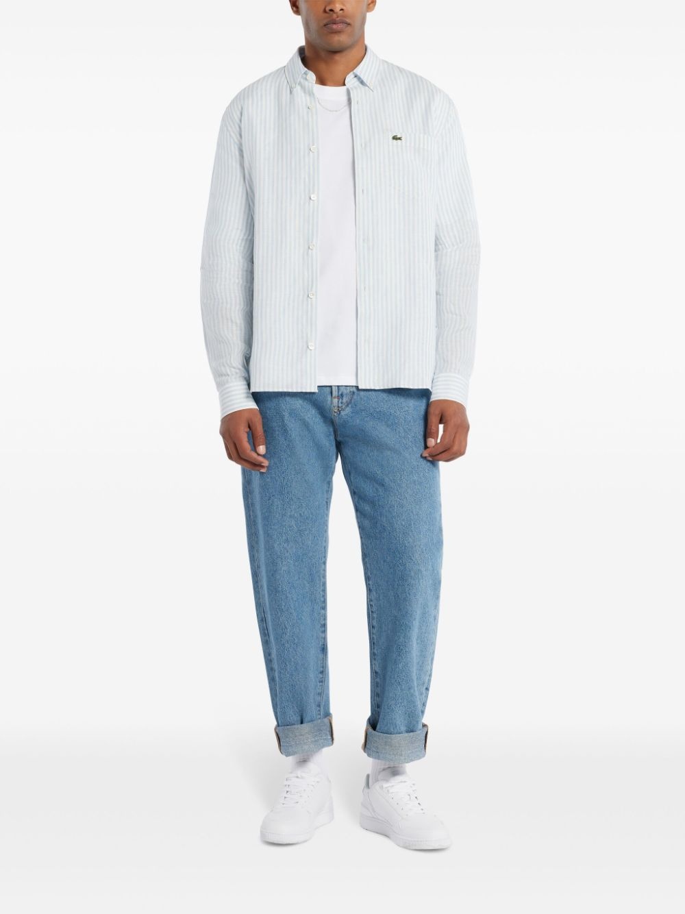 logo-appliquÃ© striped shirt - 2