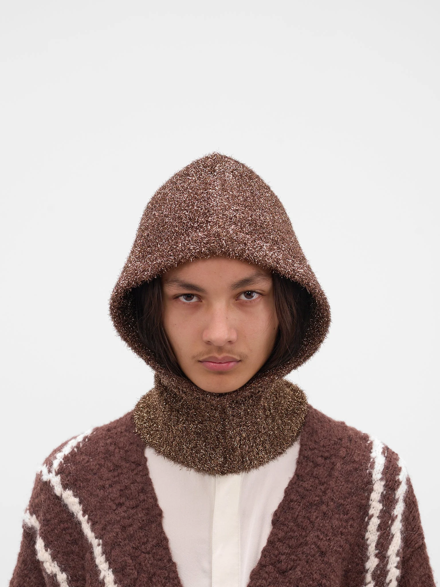 Bronze Lurex Knit Balaclava - 1