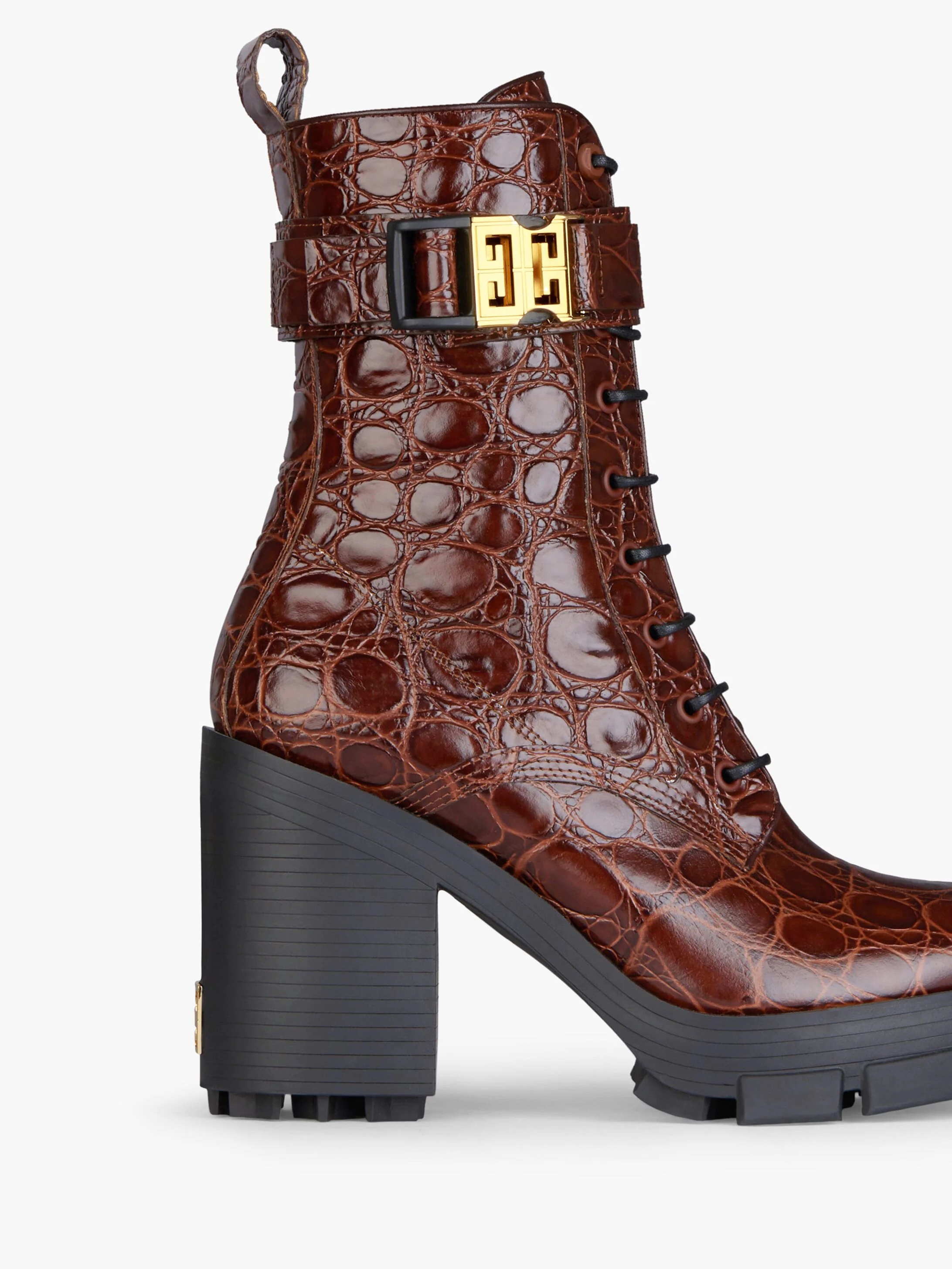 TERRA BOOTS IN CROCODILE EFFECT LEATHER - 5