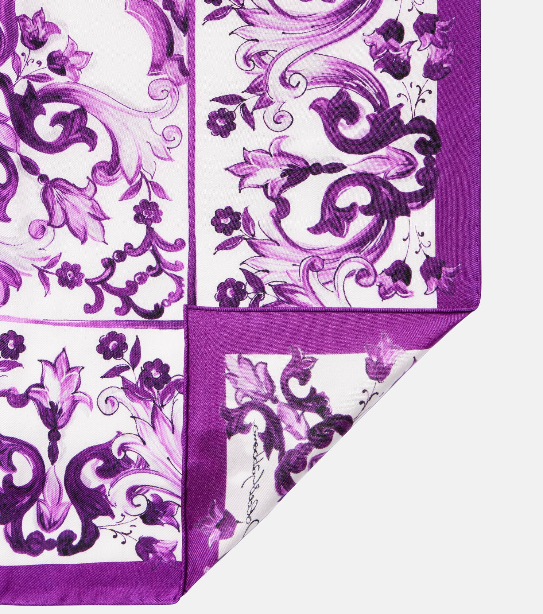 Majolica printed silk twill scarf - 4