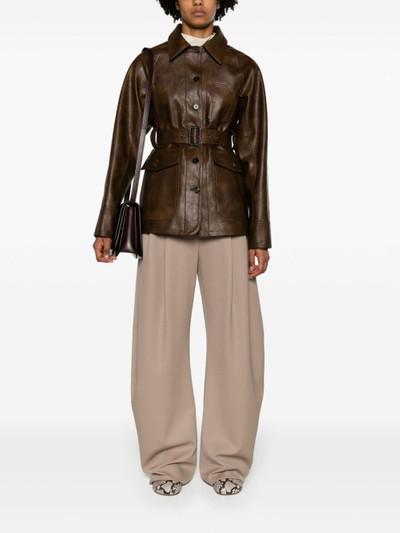 LVIR belted faux-leather shirt jacket outlook