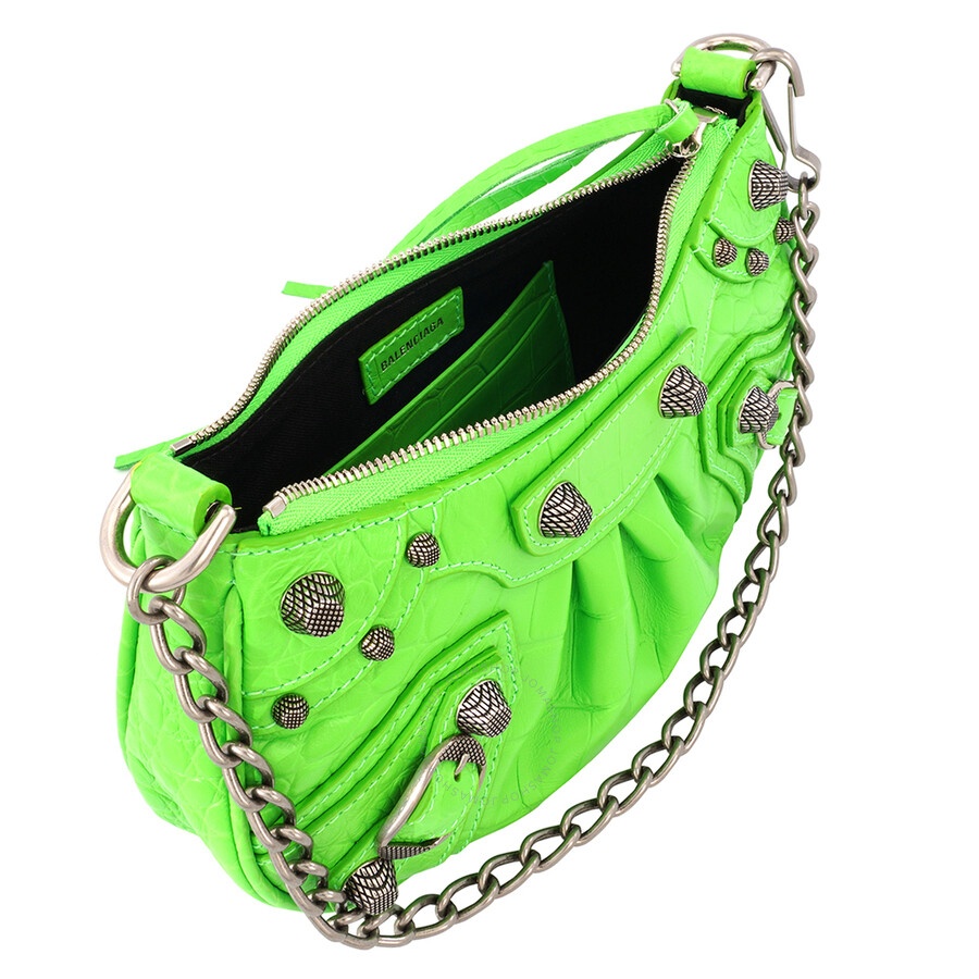 Balenciaga Le Cagole Mini Leather Purse In Acid Green - 5