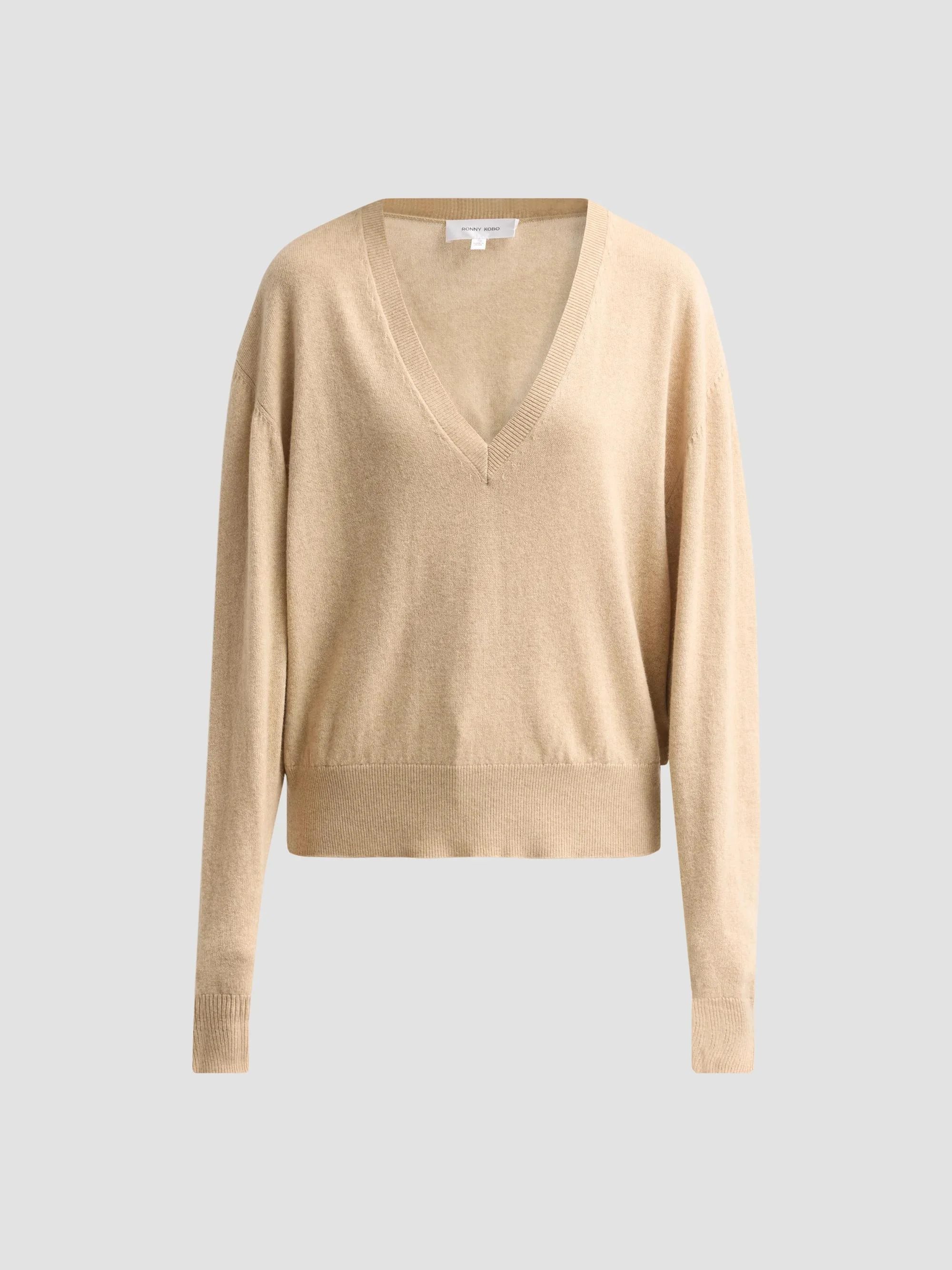 Women's Jayden Cashmere V-Neck Sweater - Oatmeal - 1