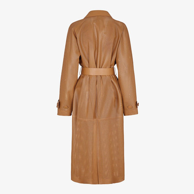 FENDI Brown leather trench coat outlook