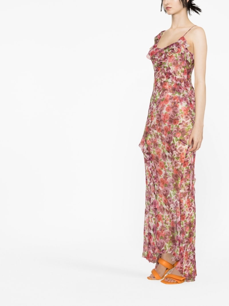 floral-print ruffled silk maxi dress - 3