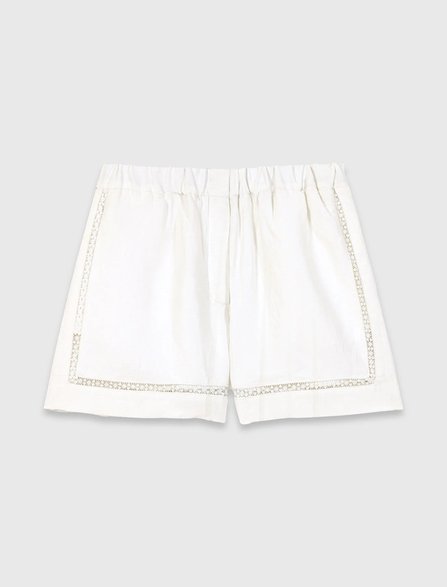 Embroidered linen blend shorts - 1