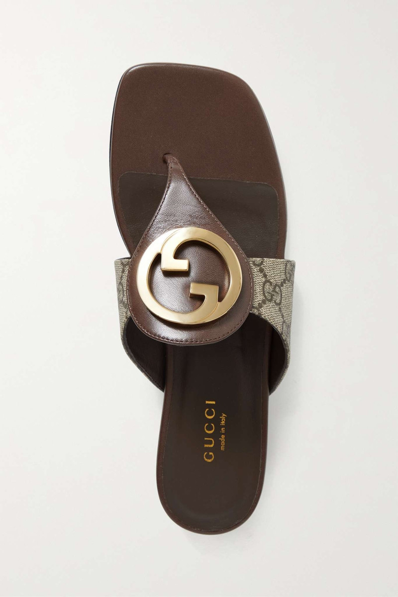 Blondie logo-embellished leather and coated-canvas sandals - 1