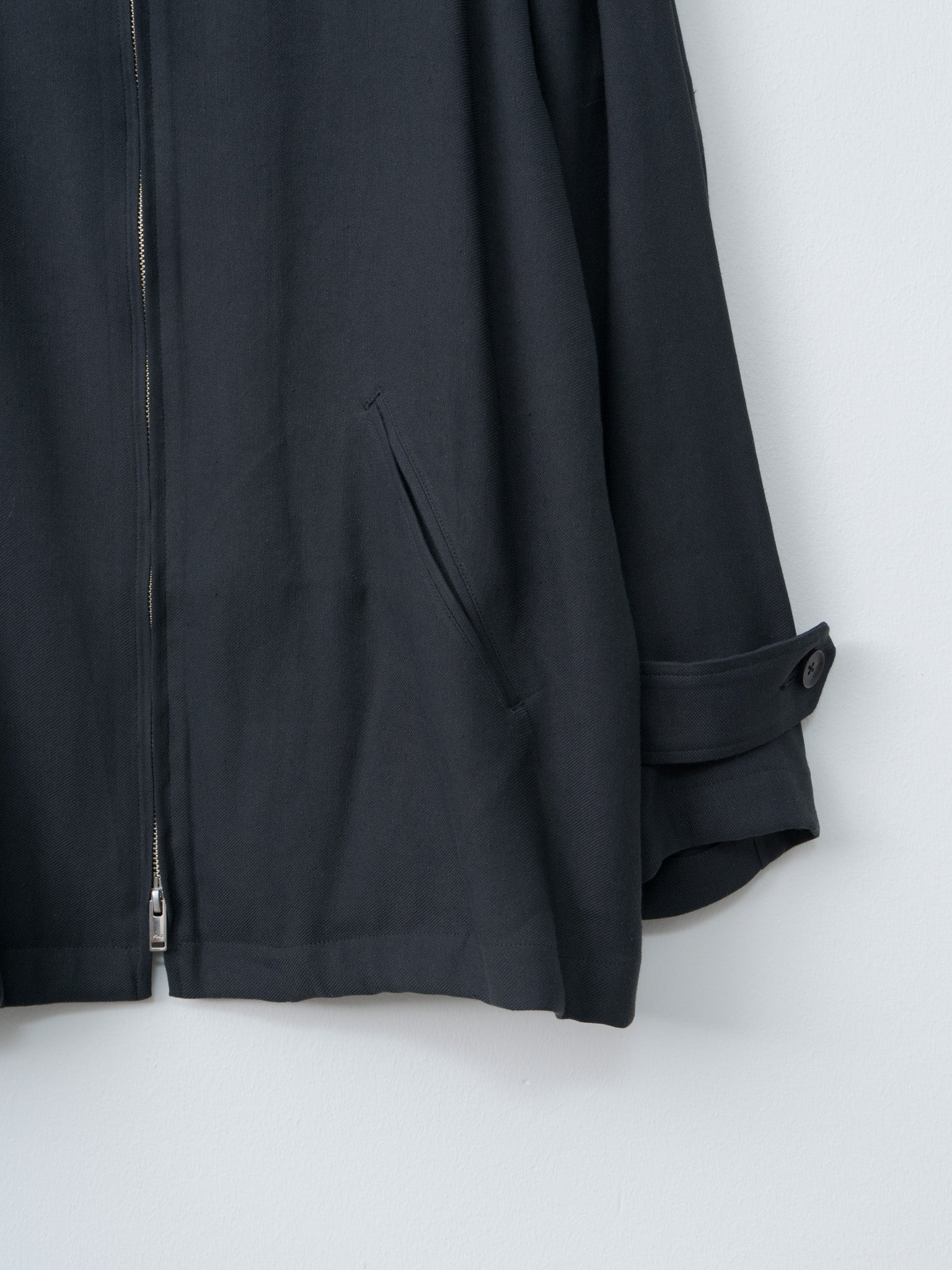 Linen Acetate Zip Blouson - Black - 8