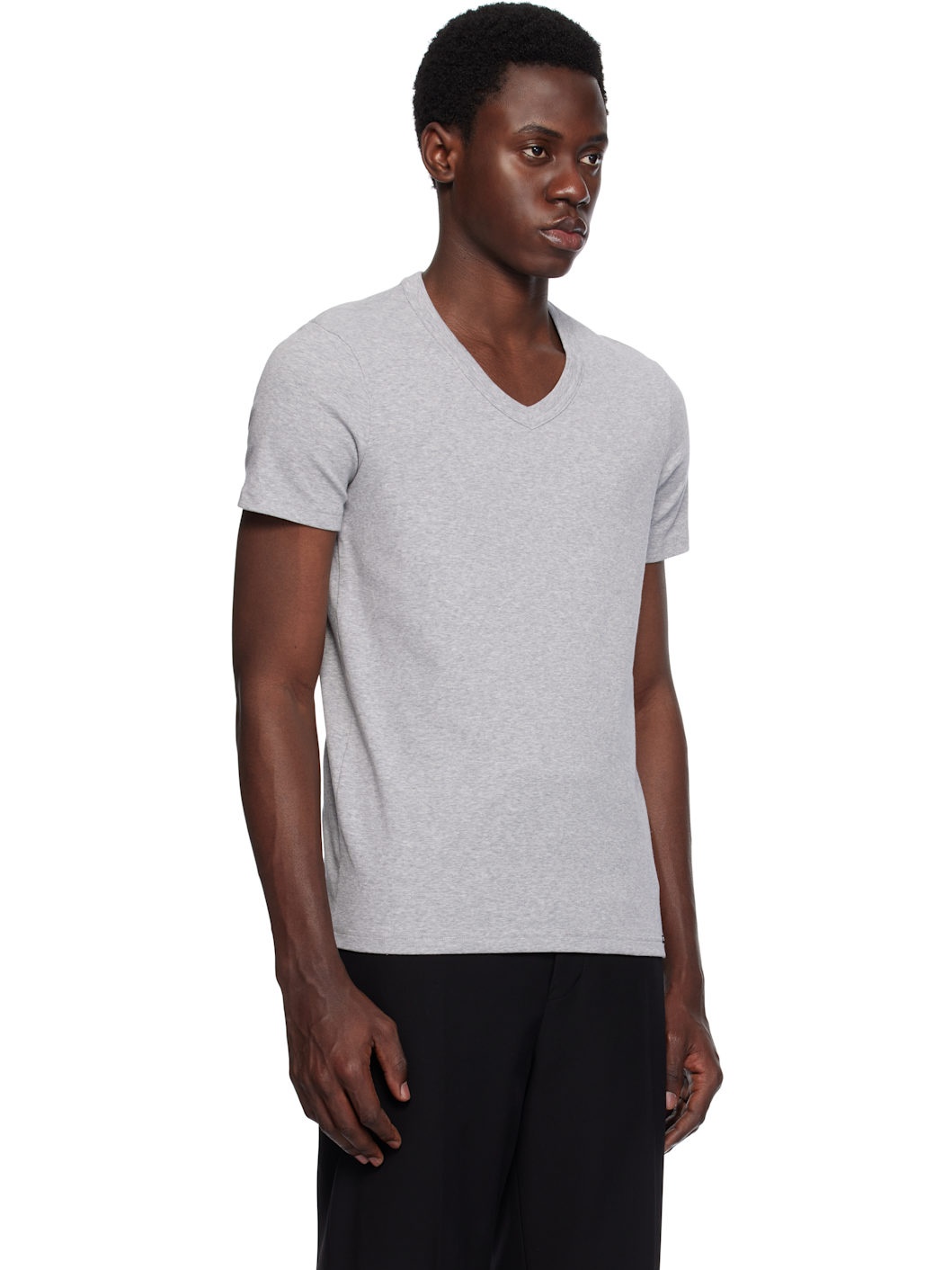 Gray Cotton Stretch Jersey T-shirt - 2