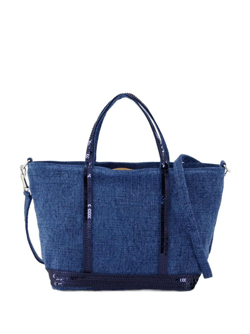 Cabas sequin-embellished linen tote bag 1